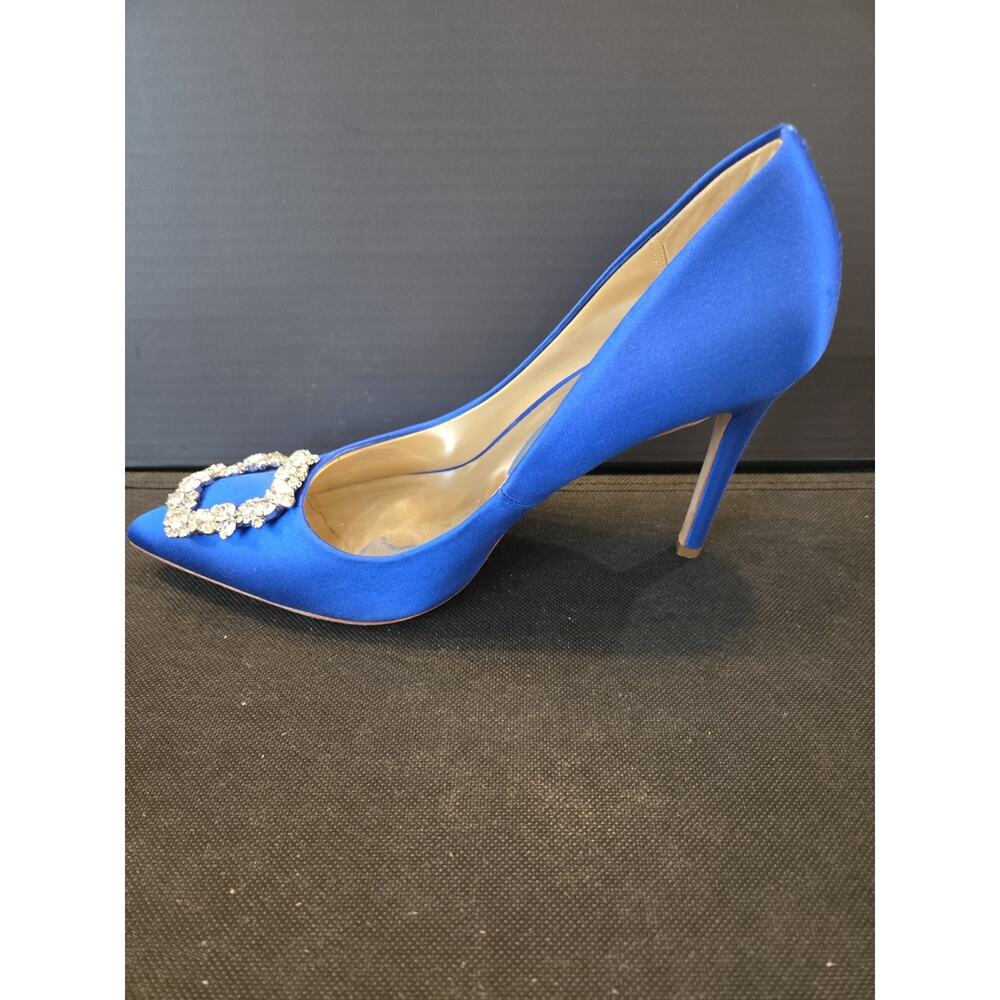 Badgley Mischka Women’s Blue Pointed Toe Pump Heels w/ Rhinestone Buckle US8 - Picture 2 of 7